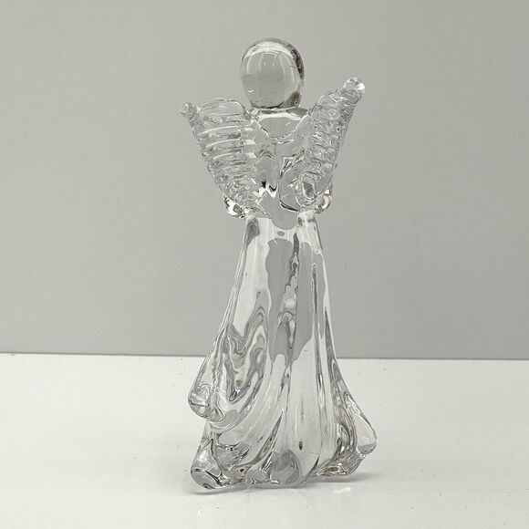 Christmas Nativity Clear Glass Angel Figurine Praying Hands Guardian 6.75 Tall - Picture 3 of 9